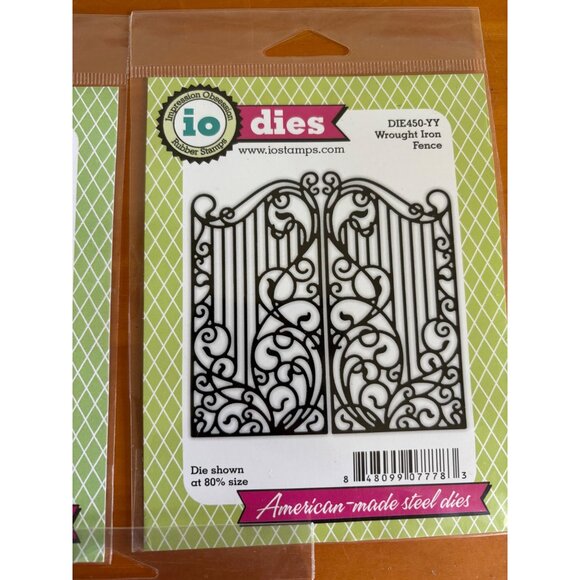 IO Stamps Metal Die Set Of 3 Uncaged Bird Wrought Iron Fence & Winter Fairy - Picture 5 of 10